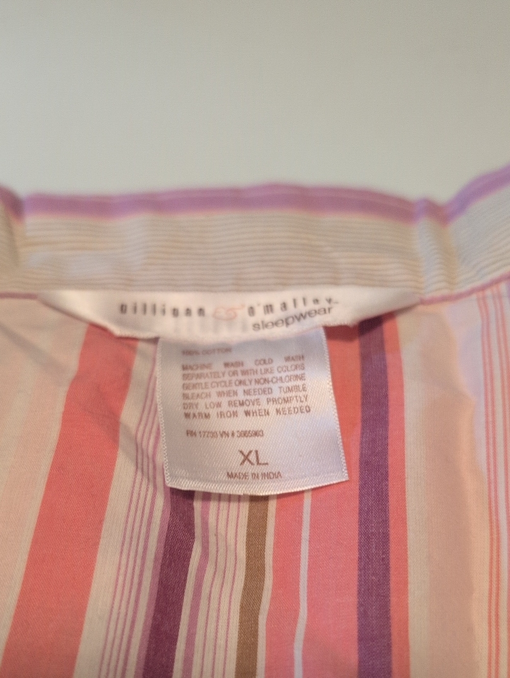 Gilligan & O'Malley Pink, Purple & Cream Striped Women's Pajama Set - Picture 2 of 6